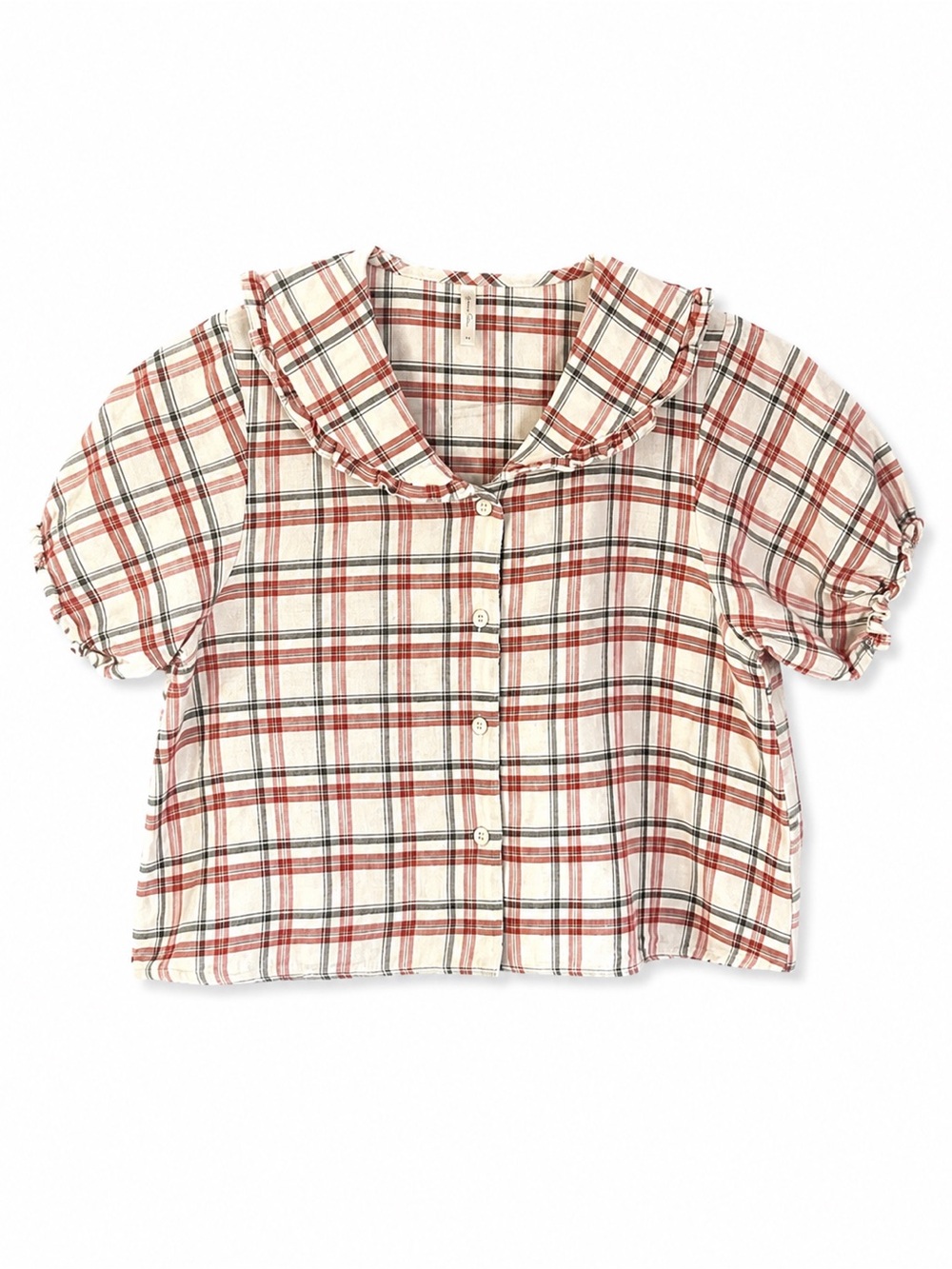 Rylee + Cru Plaid Ruffle Peter Pan Collar Blouse Girls Size 14